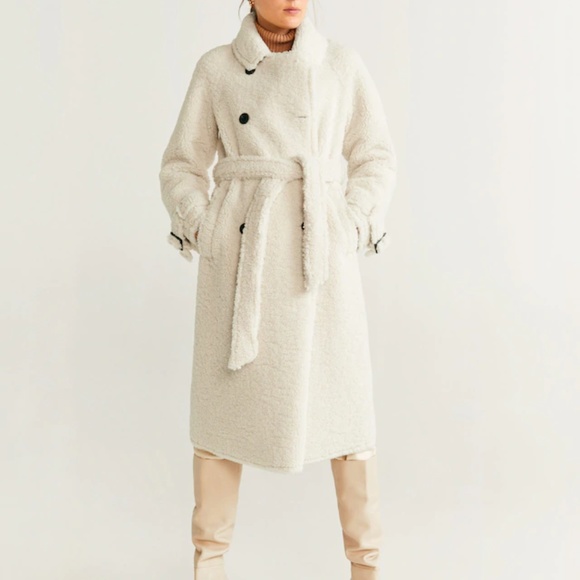 Mango Jackets & Blazers - Mango faux shearling long trench coat